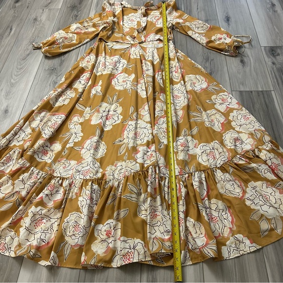 Joyfolie Floral Maxi Dress Long Sleeve Open Back Bohemian Cottagecore Size XL - Picture 10 of 13